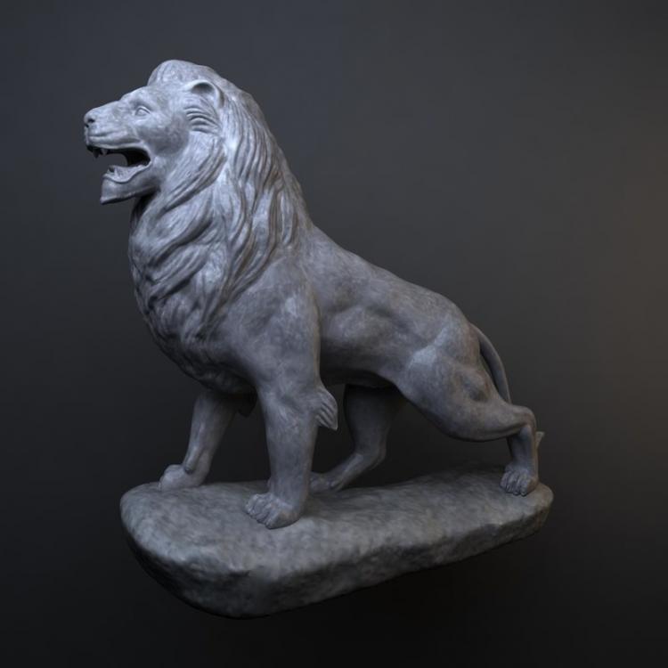 stone lion sculpture obj