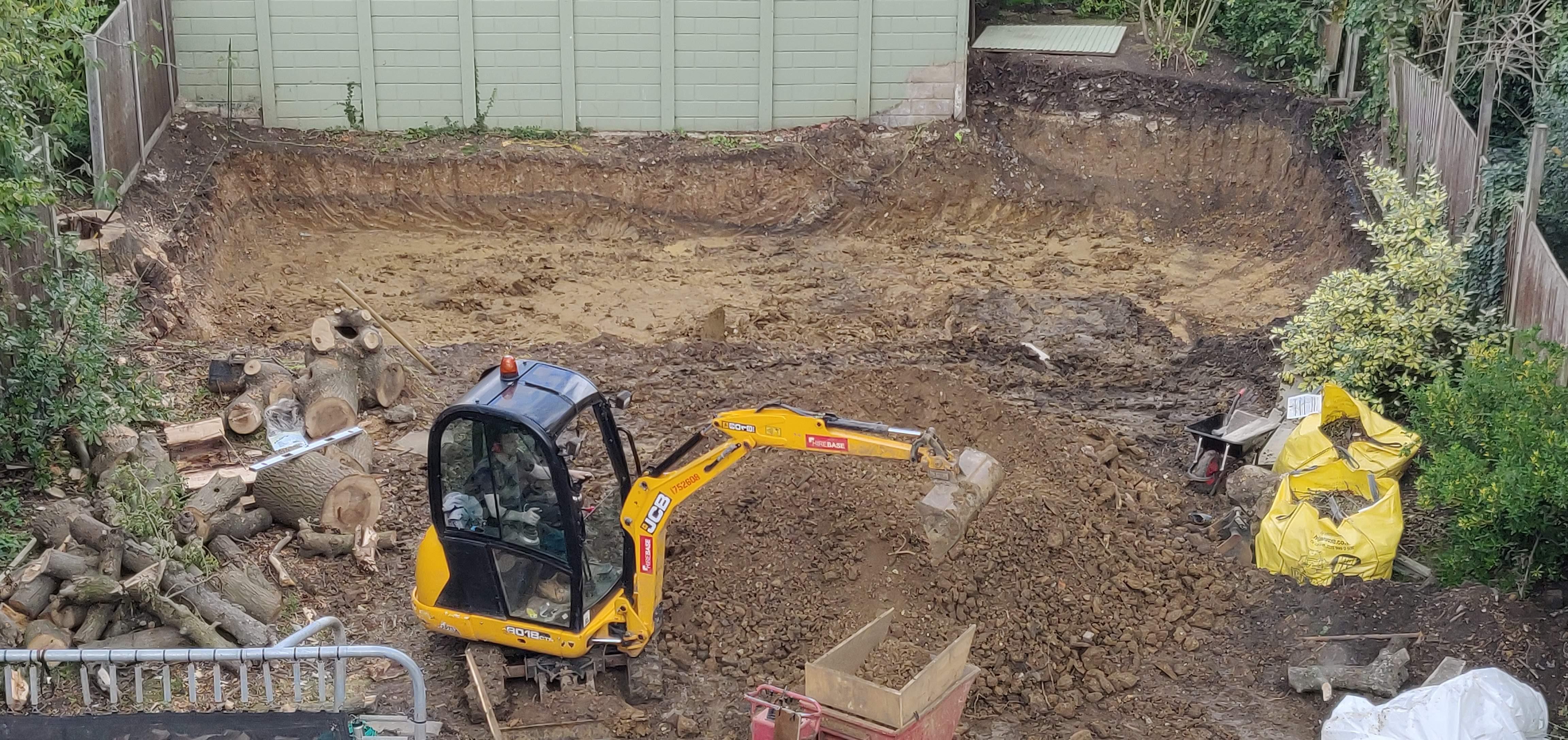 Removing trees and digging the hole - summer 2020