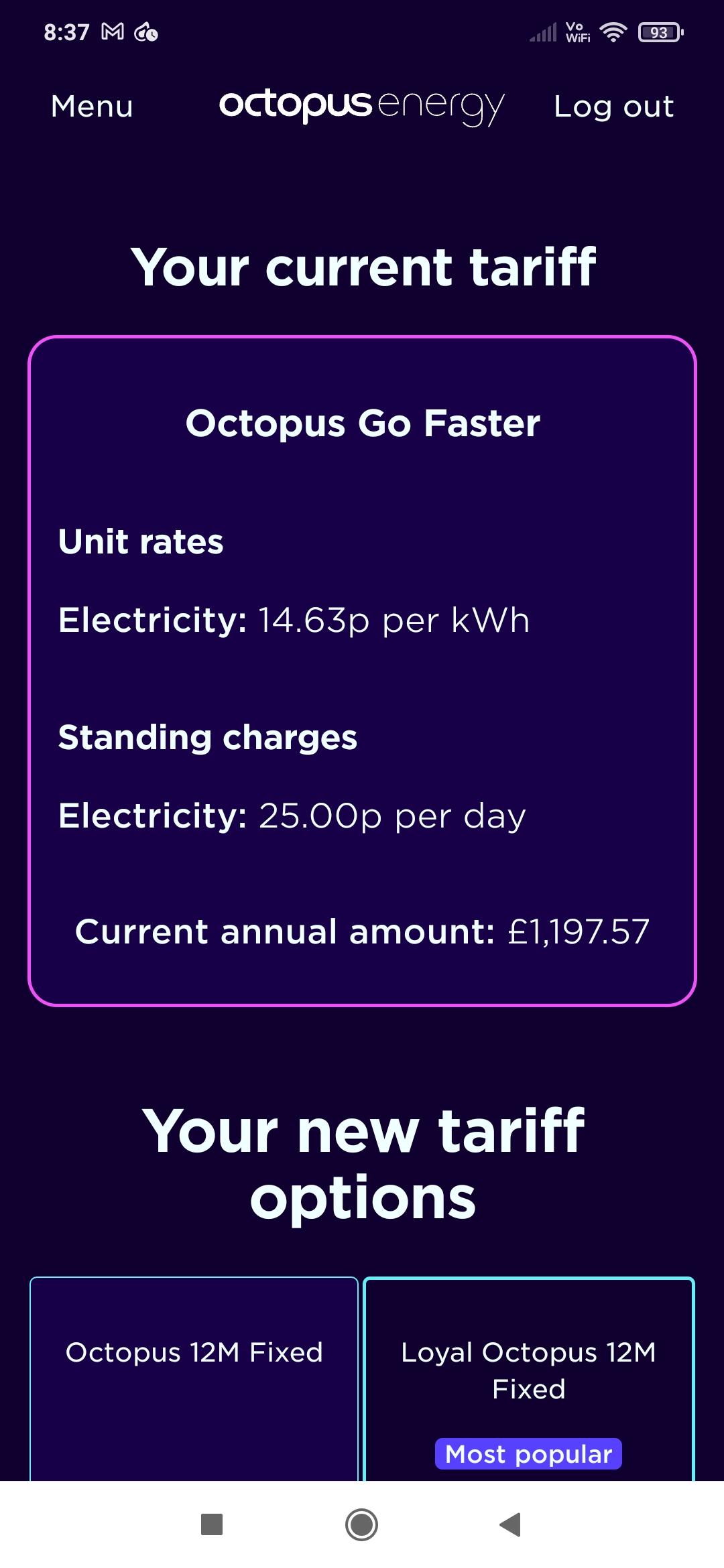 Octopus energy clearance tariffs